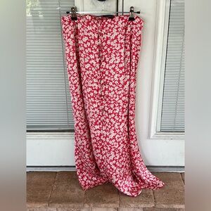 ZARA silk skirt SIZE MED floral red/hot pink